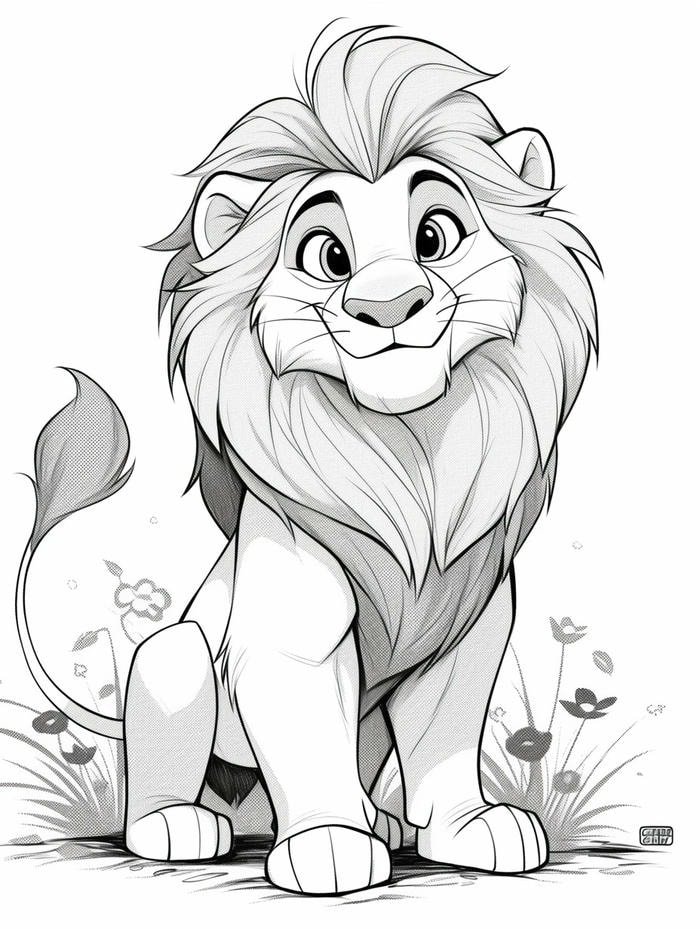 tranh tô màu sư tử dễ vẽ