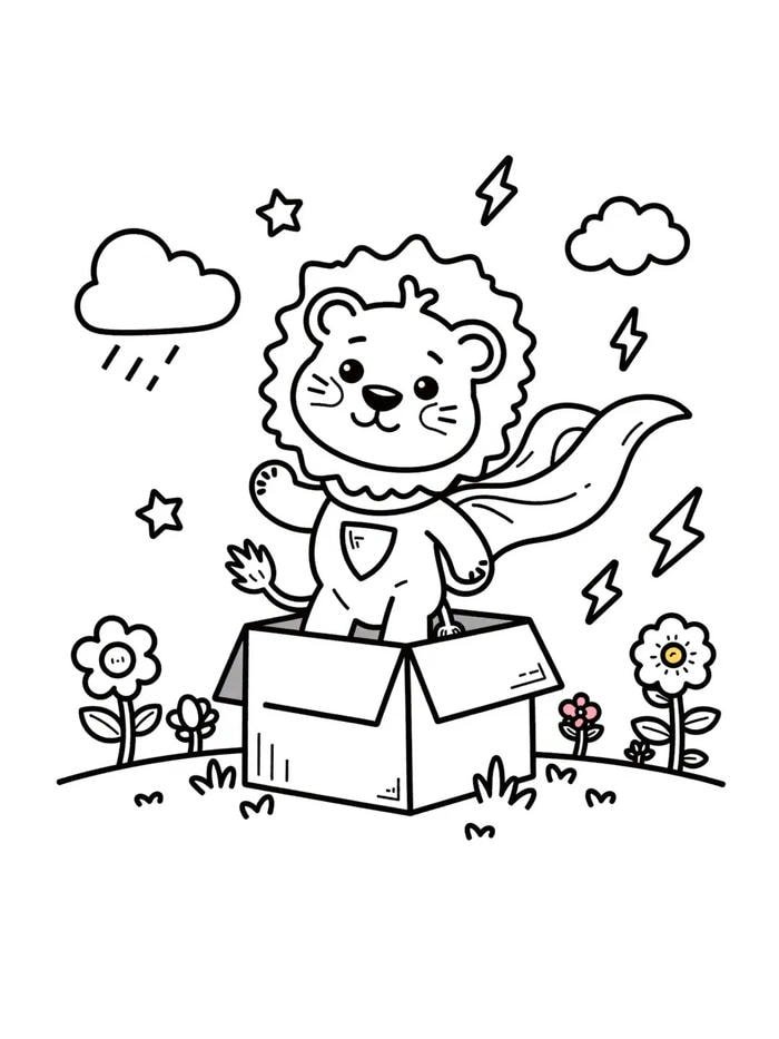 tranh tô màu sư tử hoạt hình