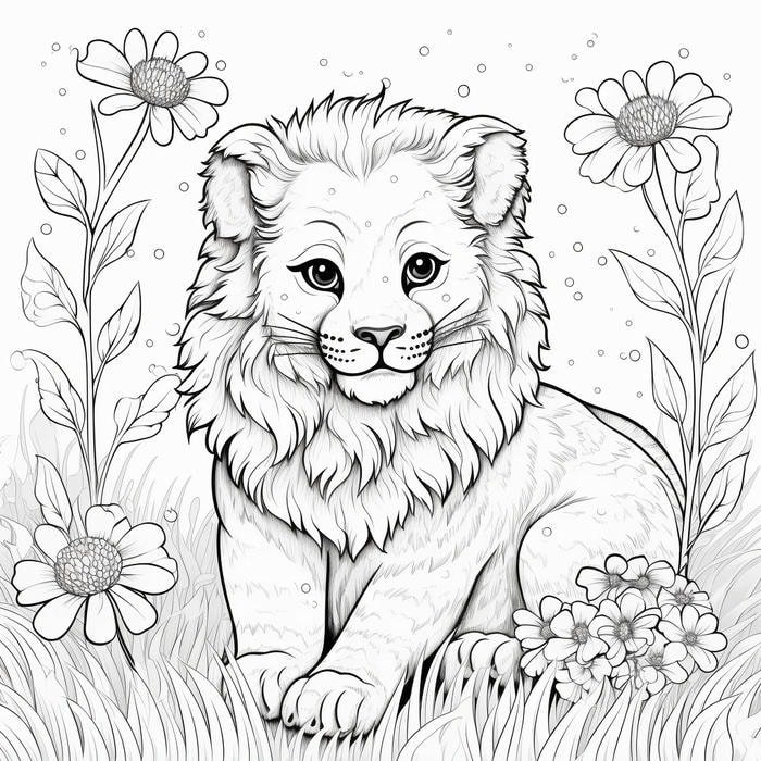 tranh tô màu sư tử lớn