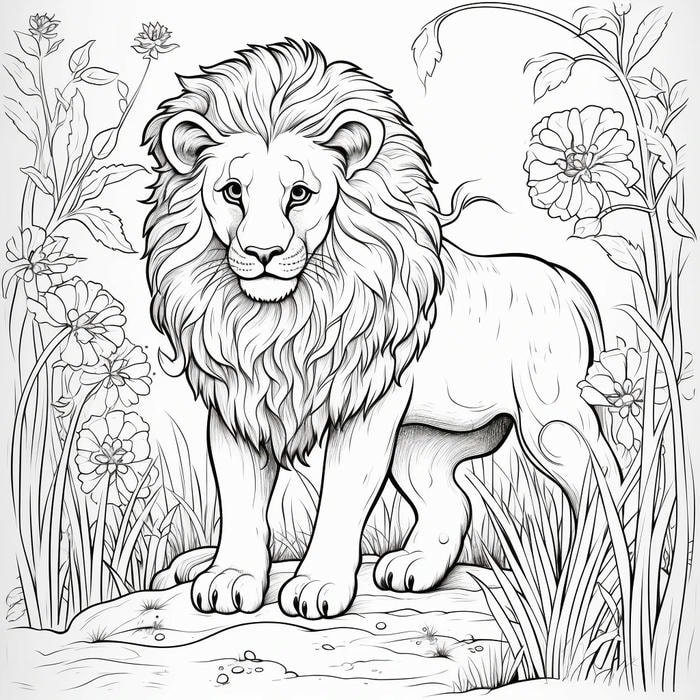 tranh tô màu sư tử ngộ nghĩnh