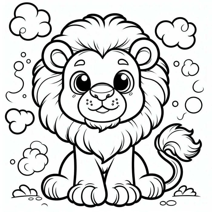 tranh tô màu sư tử oai hùng