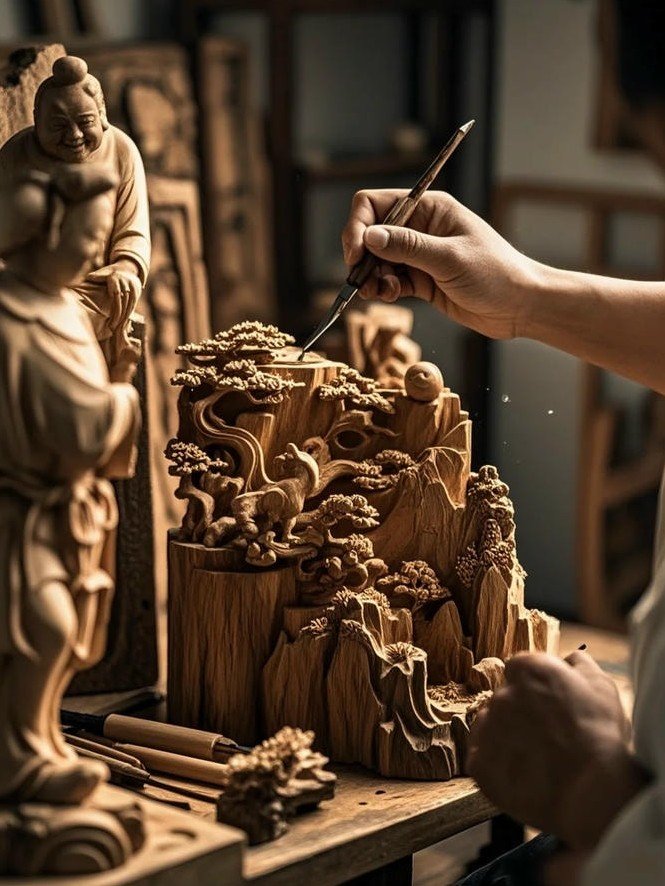 tượng gỗ phong cách truyền thống