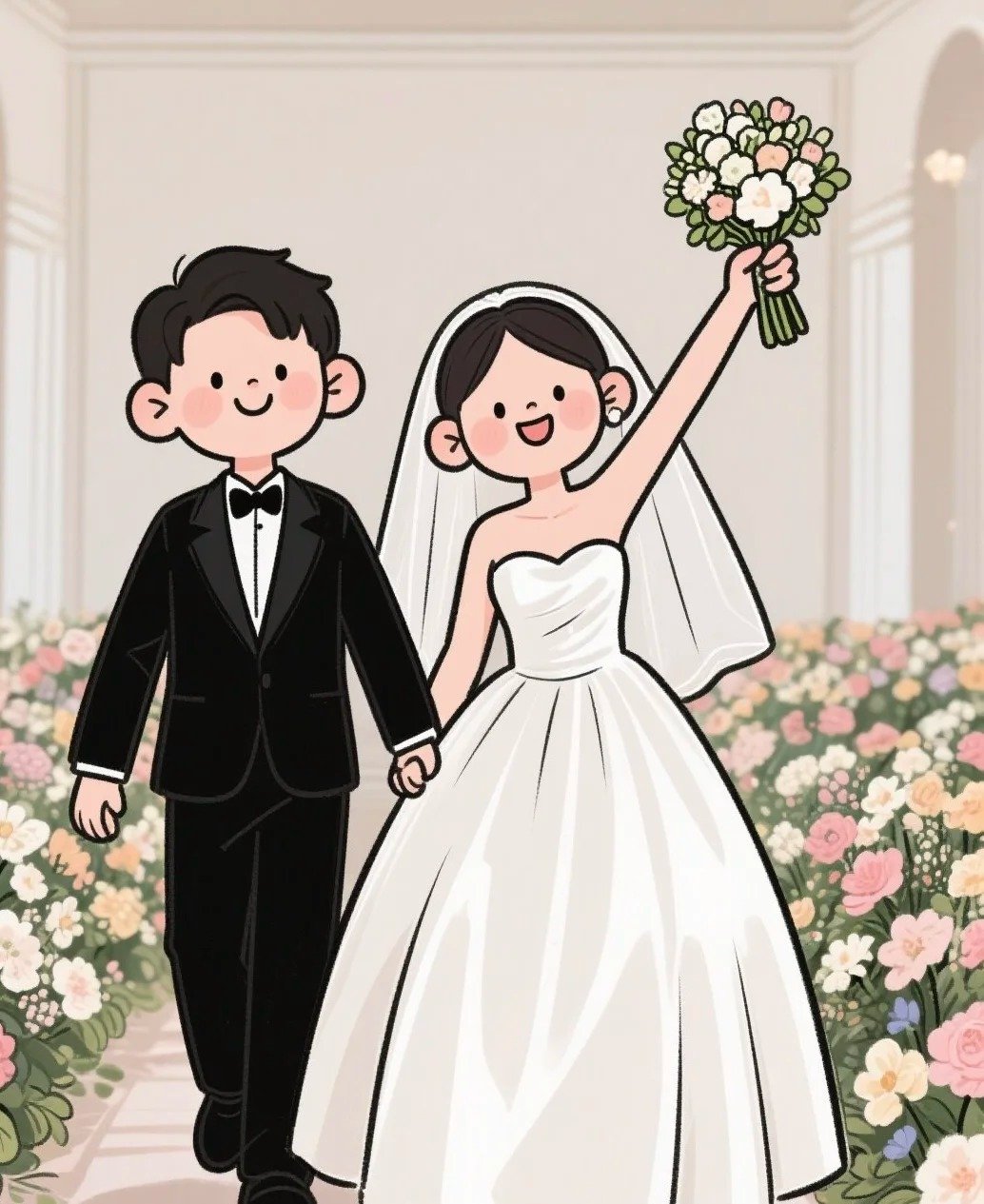 vẽ chibi đám cưới theo yêu cầu