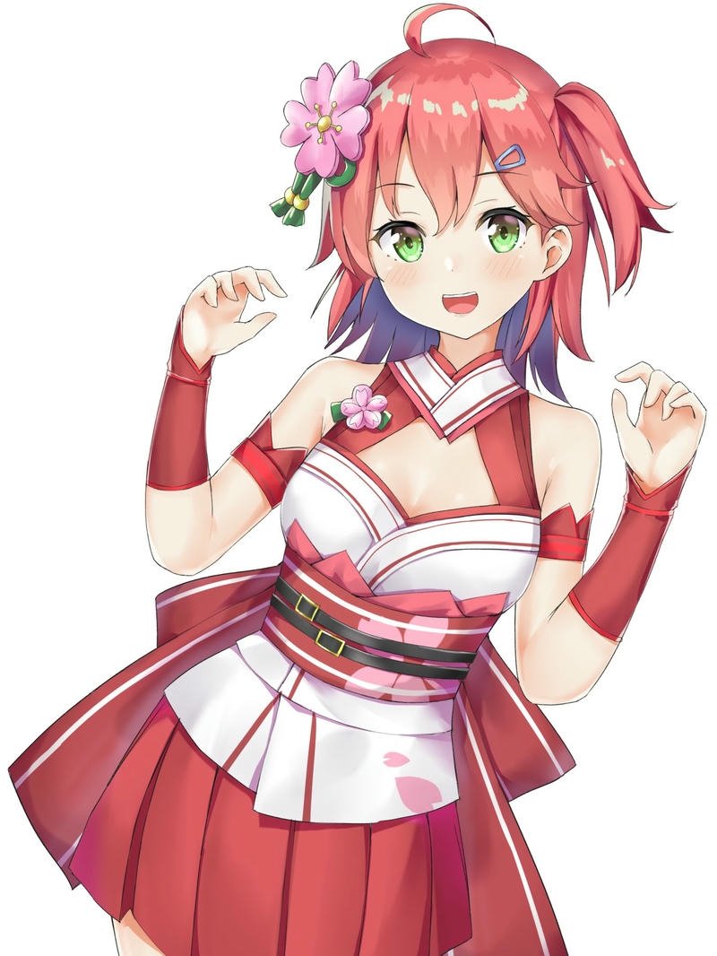 Ảnh anime girl tóc hồng trang phục biểu diễn lộng lẫy