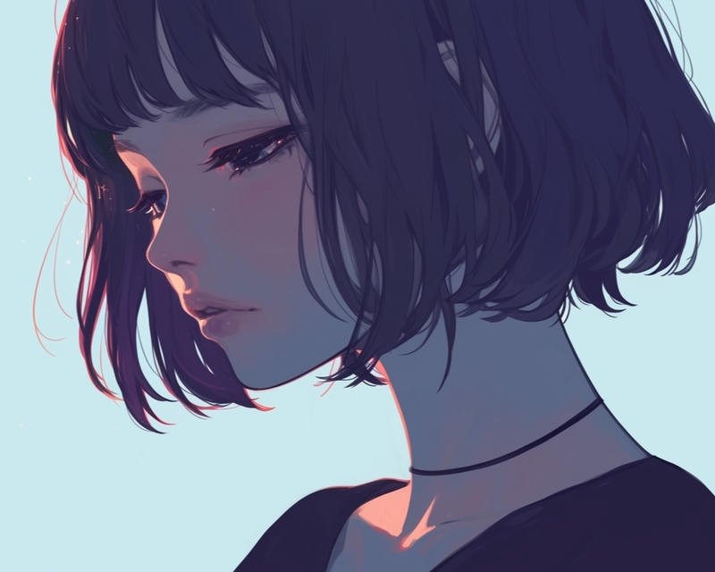 Ảnh anime nữ buồn ánh nhìn xa xăm