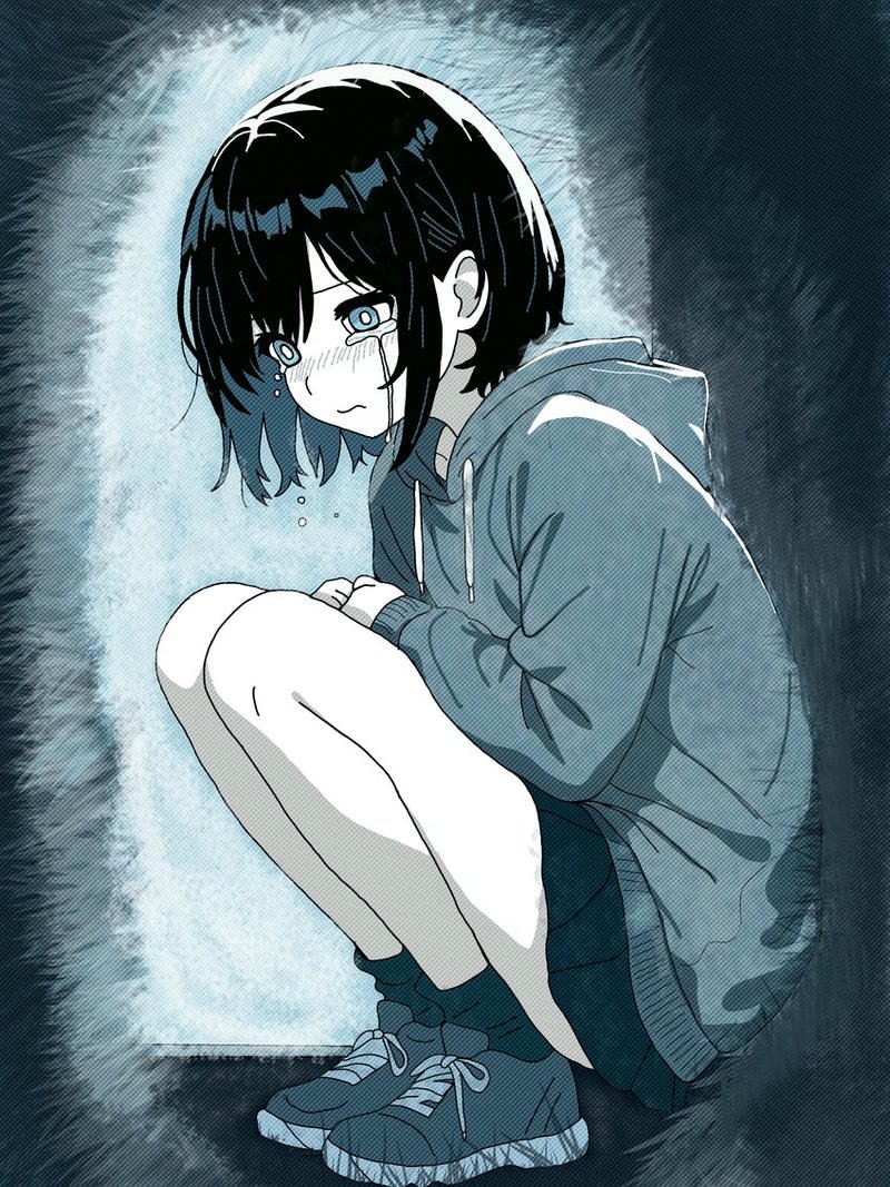 Anime ảnh nữ buồn nét vẽ mềm mại u buồn