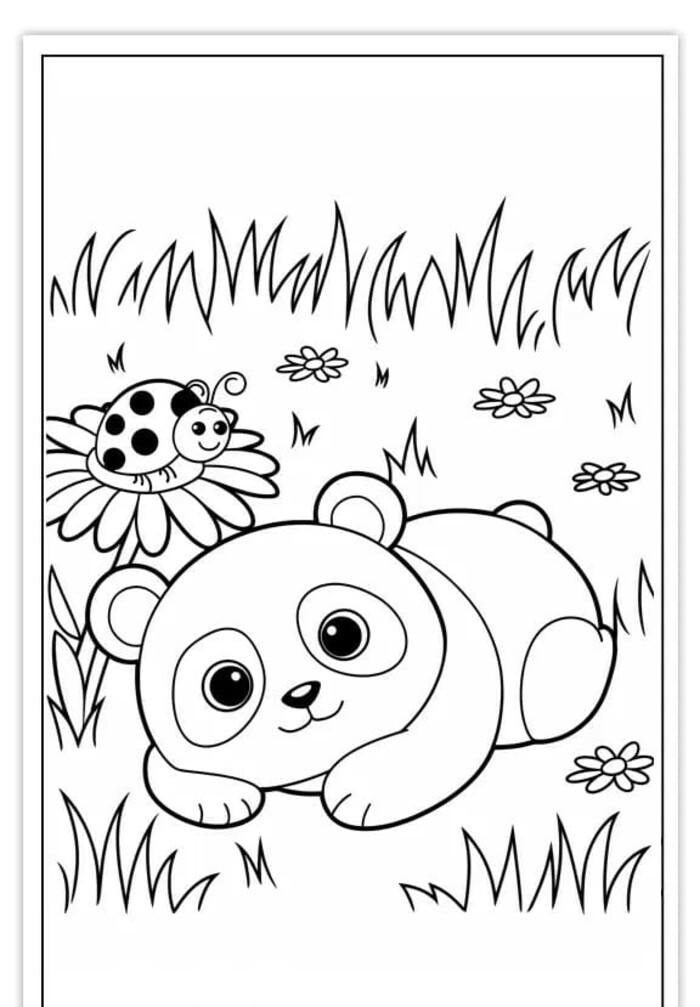 Con gấu trúc chibi tô màu dễ thương