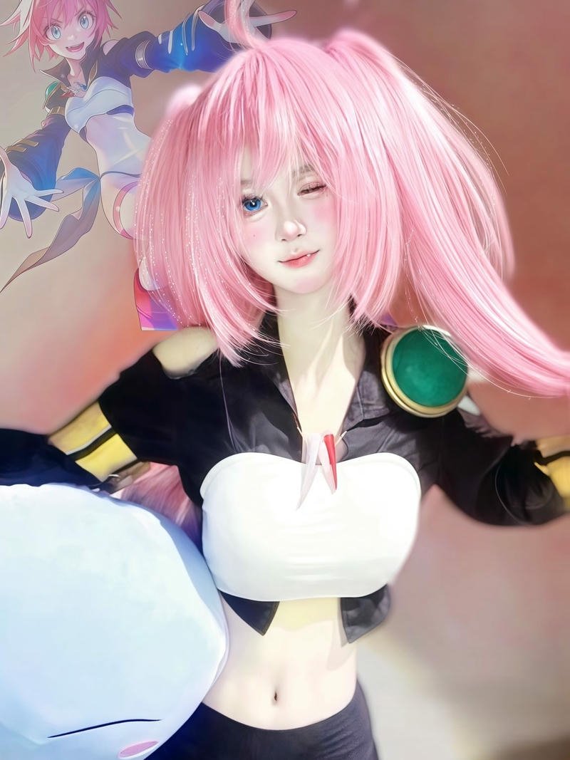 Cosplay Krixi liên quân áo đen tóc hồng cá tính