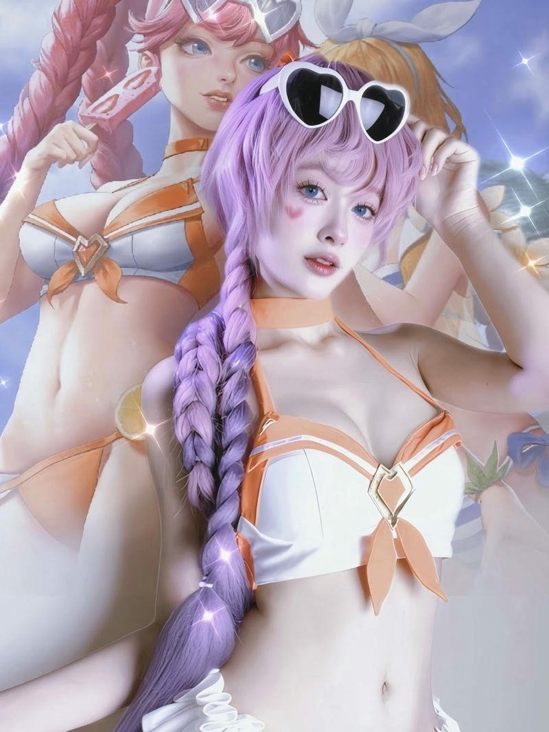 Cosplay liên quân Sinestrea váy tím tóc tím nhạt