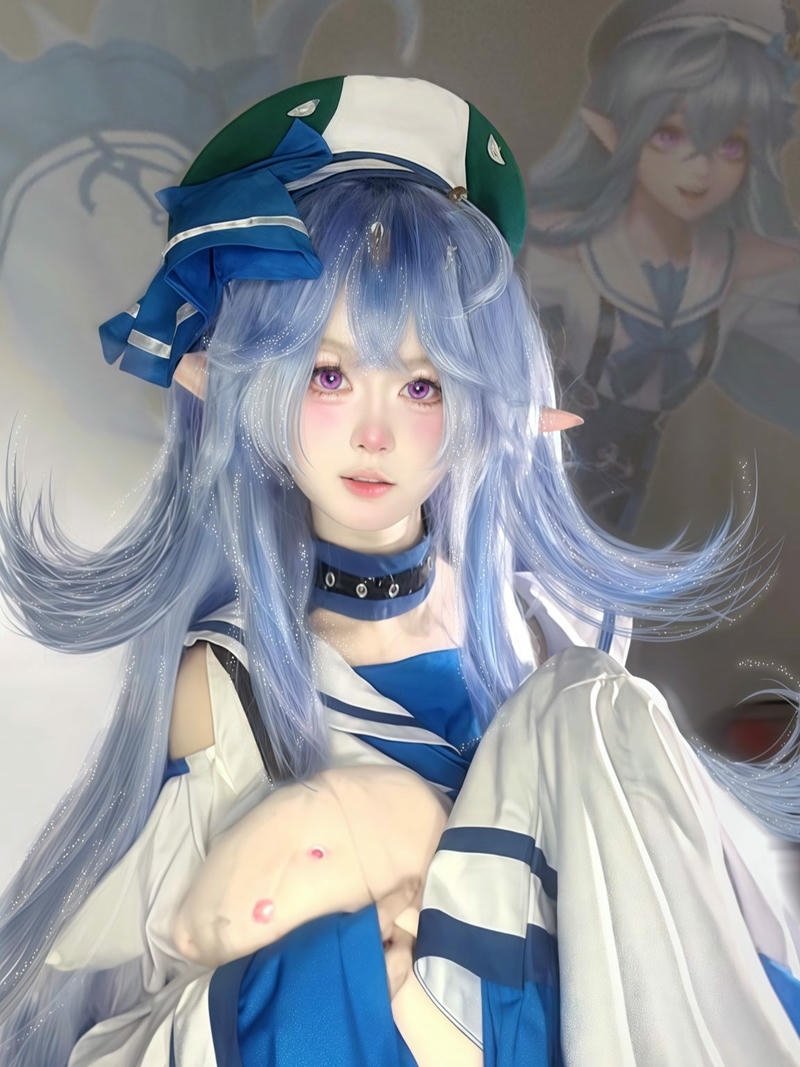 Cosplay liên quân Sinestrea váy xanh dương tóc dài