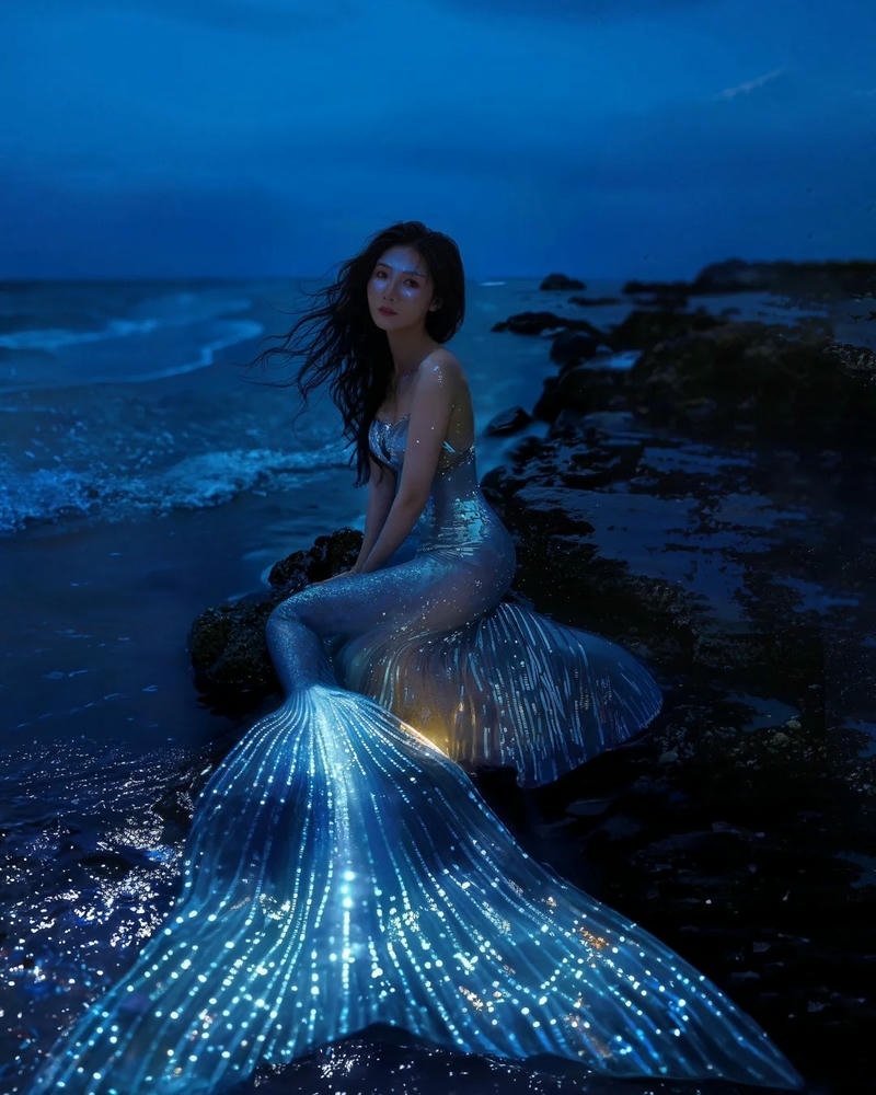Cosplay nàng tiên cá lấp lánh dưới ánh trăng đêm