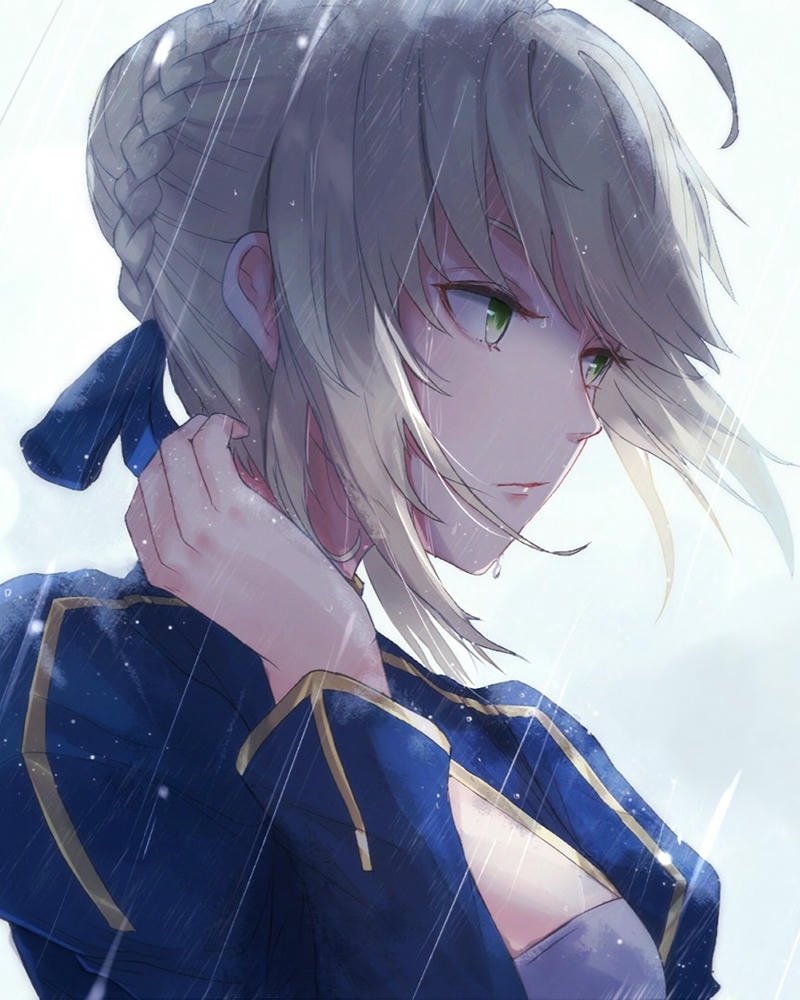 Hình nền anime nữ hiệp sĩ tóc vàng cột cao oai