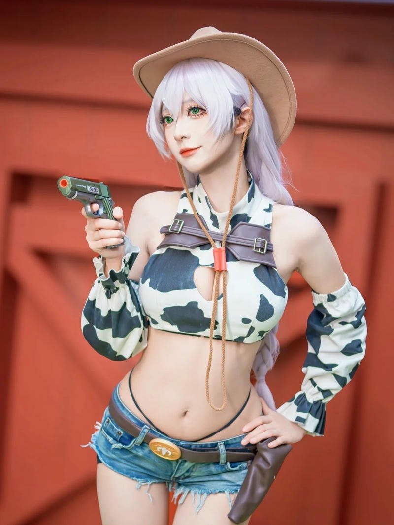 Trang phục cosplay bò sữa cao bồi áo crop top