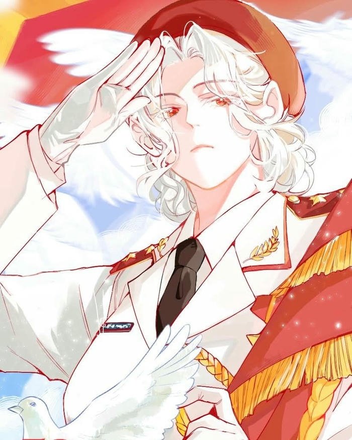 Tranh chú bộ đội hải quân mặc quân phục trắng đẹp trai