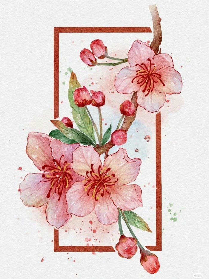 Tranh hoa đào ngày tết in khung phong cách hiện đại