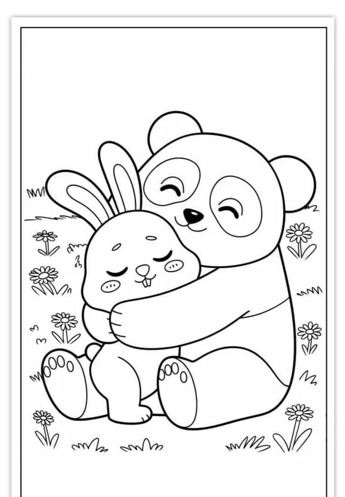 Tranh tô màu con gấu cute đáng yêu