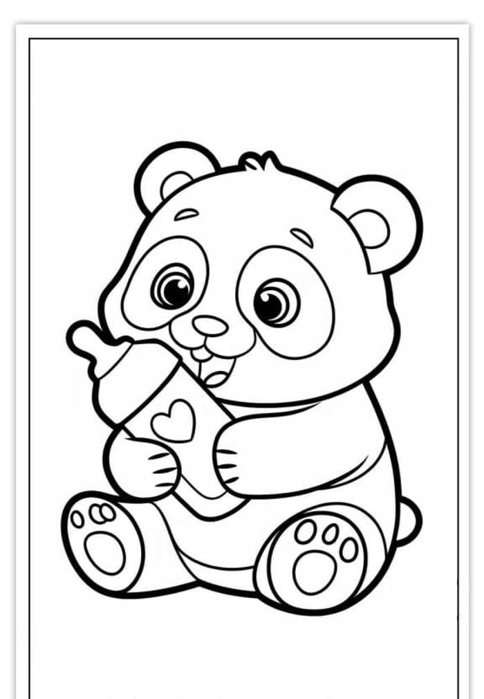 Tranh tô màu gấu cute cho bé mầm non