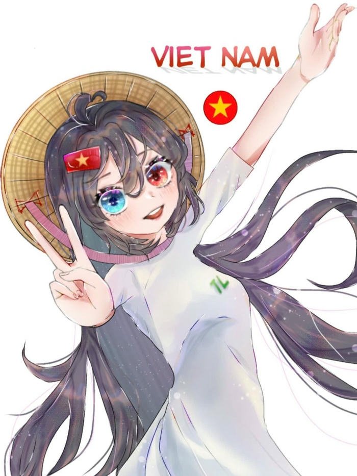 Vẽ tranh ngày quốc khánh bé gái vui sướng chào đón lễ