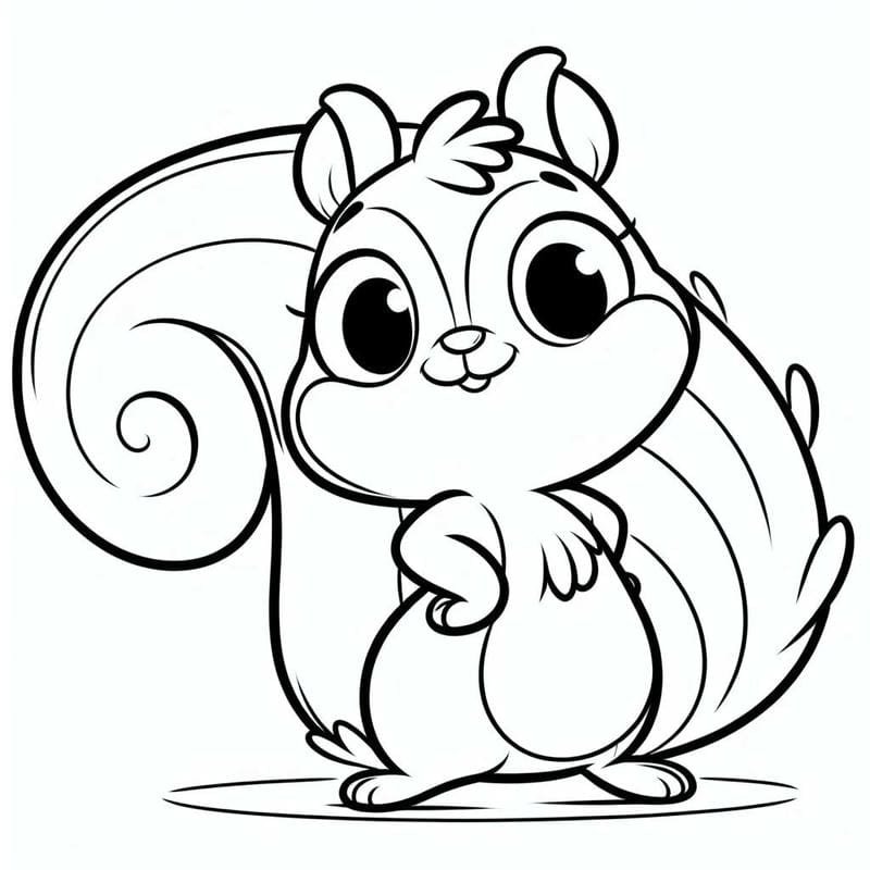 nét vẽ rõ ràng tranh tô màu con sóc
