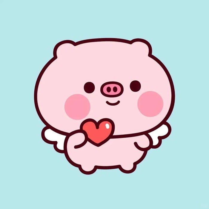 nhãn dán heo hồng mini dễ thương