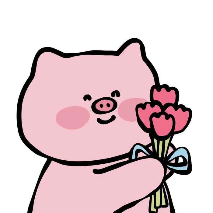 sticker heo hồng đáng yêu cho học sinh