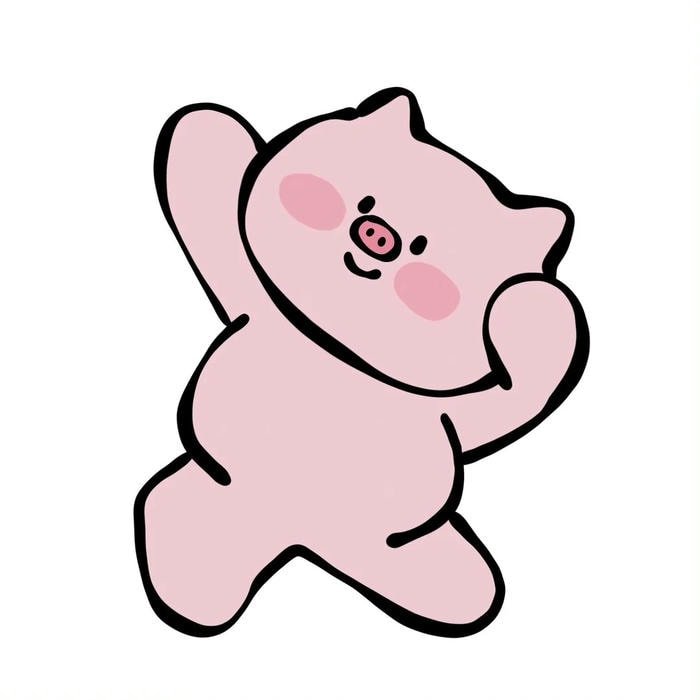 sticker heo hồng trang trí điện thoại