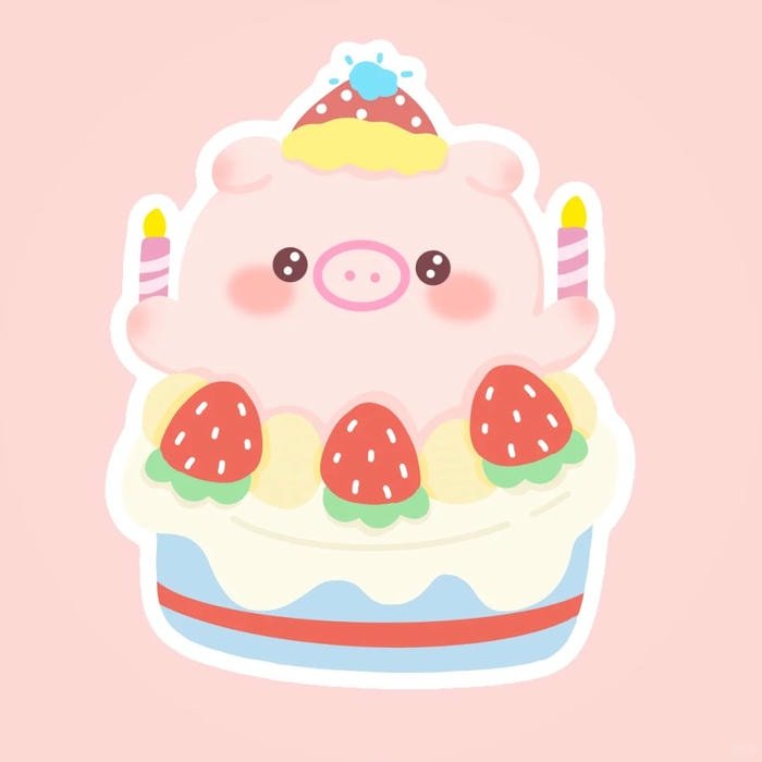 sticker heo hồng trang trí vali