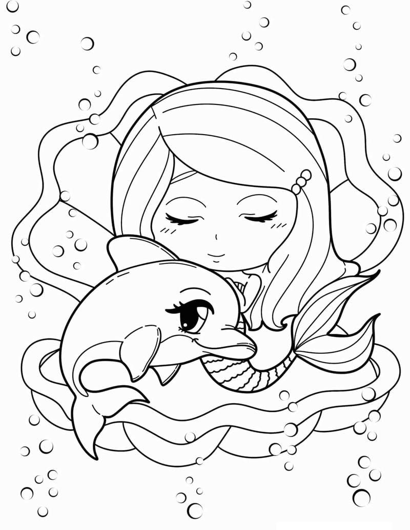 tranh tô màu cá heo chủ đề đại dương