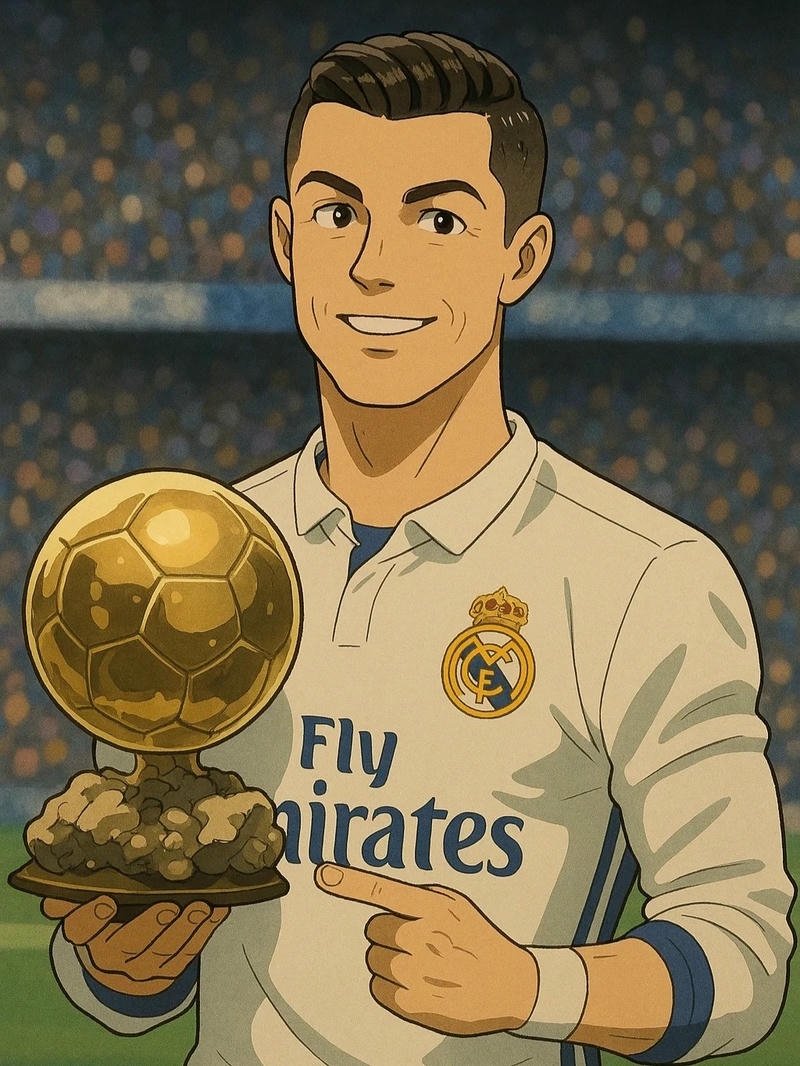 Tổng hợp 250+ hình ảnh Ronaldo anime chất lượng nhất Ảnh Ronaldo anime cầm quả bóng vàng danh giá nhất