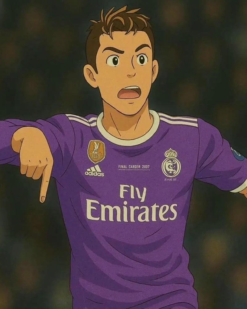 Tổng hợp 250+ hình ảnh Ronaldo anime chất lượng nhất Ảnh Ronaldo anime chỉ tay xuống đất ăn mừng bàn thắng