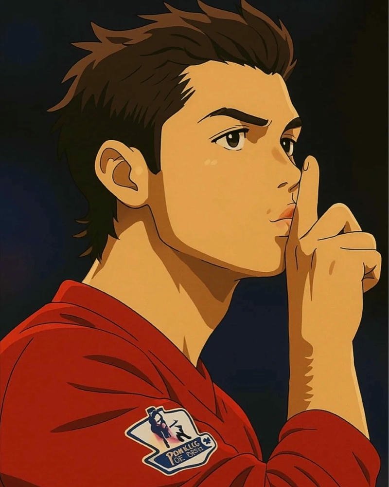 Tổng hợp 250+ hình ảnh Ronaldo anime chất lượng nhất Ảnh Ronaldo anime đưa tay lên miệng ra dấu im lặng