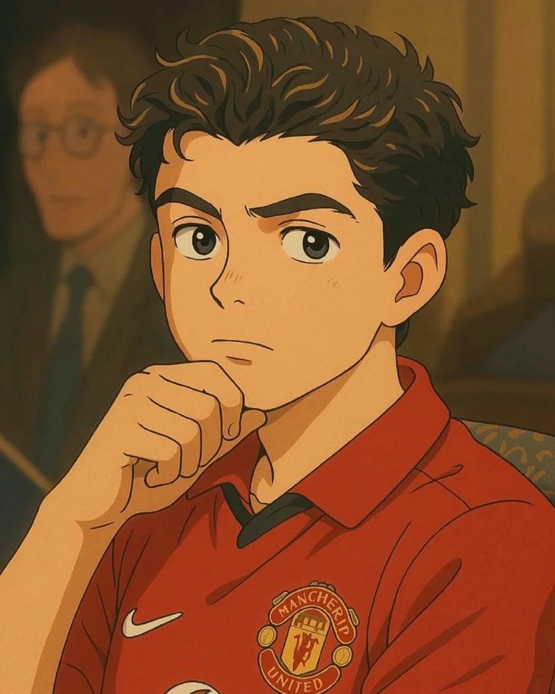 Tổng hợp 250+ hình ảnh Ronaldo anime chất lượng nhất Ảnh Ronaldo anime góc nghiêng suy tư mặc áo đỏ