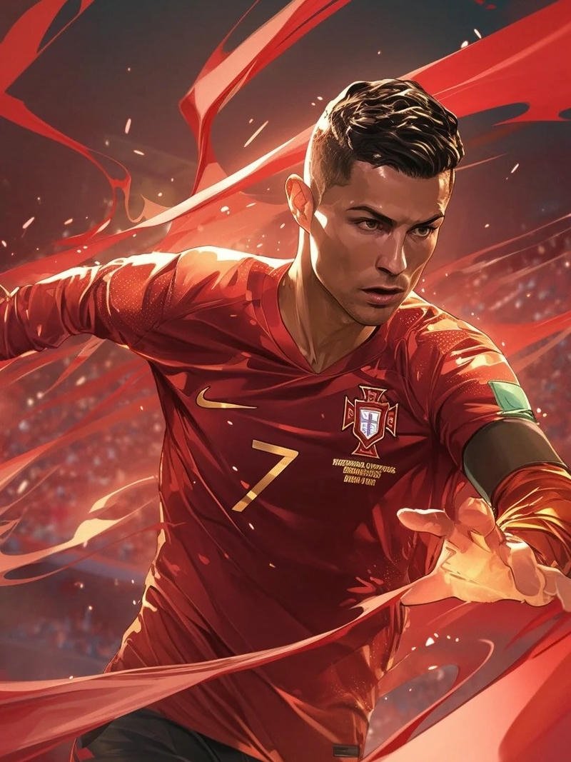 Tổng hợp 250+ hình ảnh Ronaldo anime chất lượng nhất Ảnh Ronaldo anime hiệu ứng ánh sáng đỏ rực rỡ đẹp