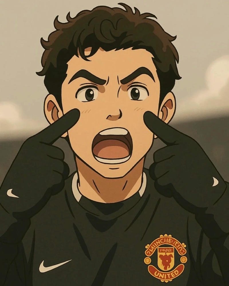 Tổng hợp 250+ hình ảnh Ronaldo anime chất lượng nhất Ảnh Ronaldo anime mặc áo đen mu biểu cảm ngạc nhiên
