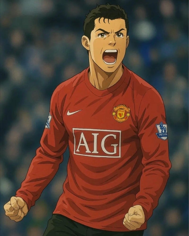 Tổng hợp 250+ hình ảnh Ronaldo anime chất lượng nhất Ảnh Ronaldo anime mặc áo đỏ dài tay thi đấu máu lửa
