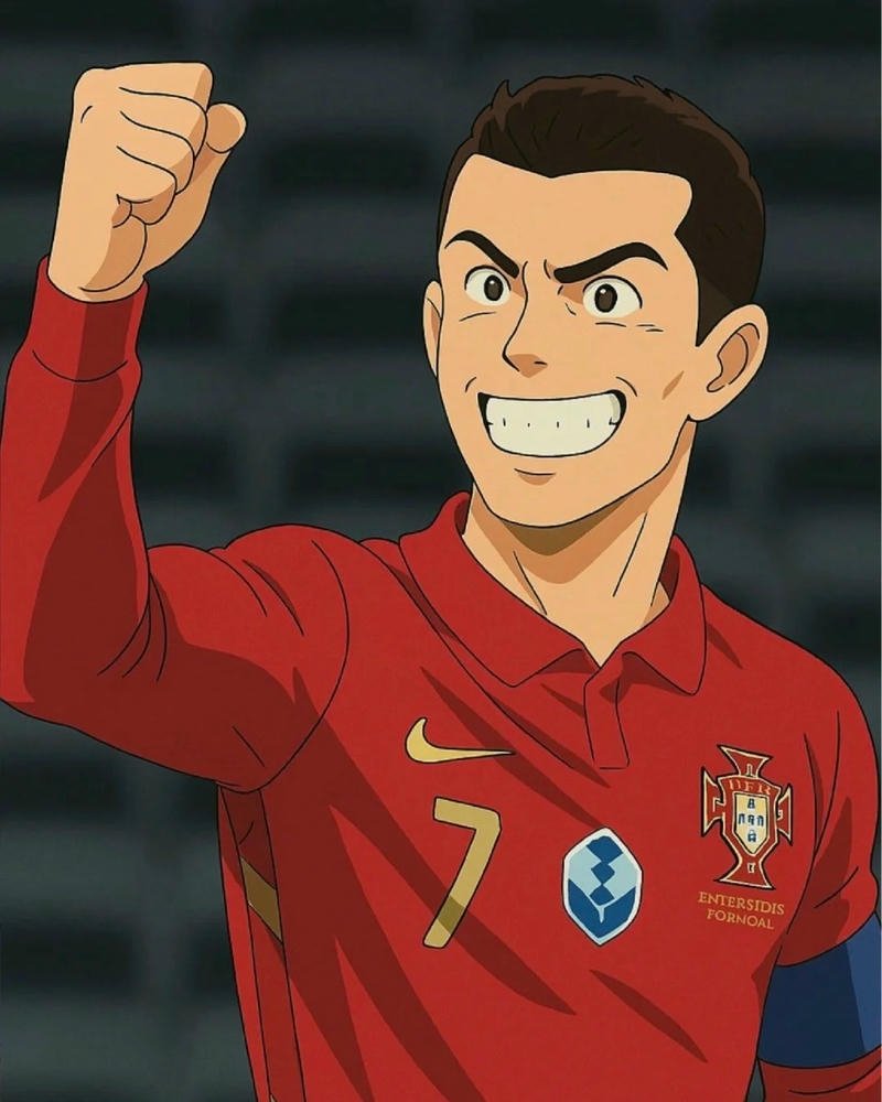 Tổng hợp 250+ hình ảnh Ronaldo anime chất lượng nhất Ảnh Ronaldo anime nắm chặt tay ăn mừng đầy quyết tâm