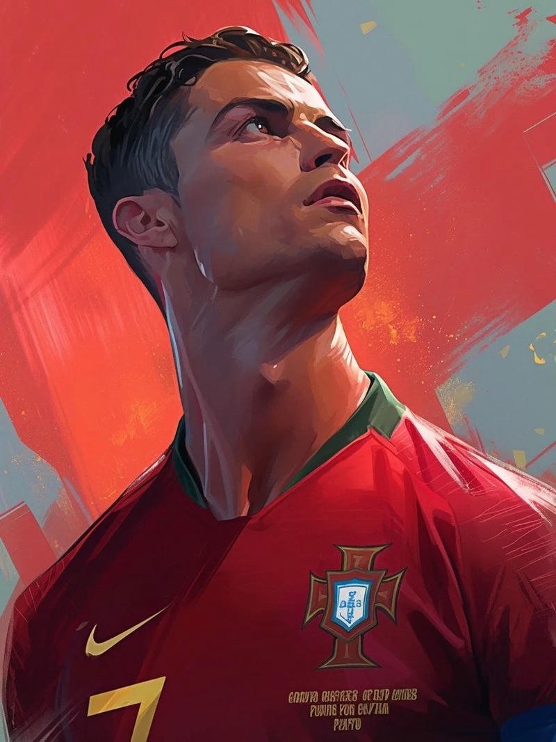 Tổng hợp 250+ hình ảnh Ronaldo anime chất lượng nhất Ảnh Ronaldo anime nhìn nghiêng trên nền màu đỏ nghệ thuật