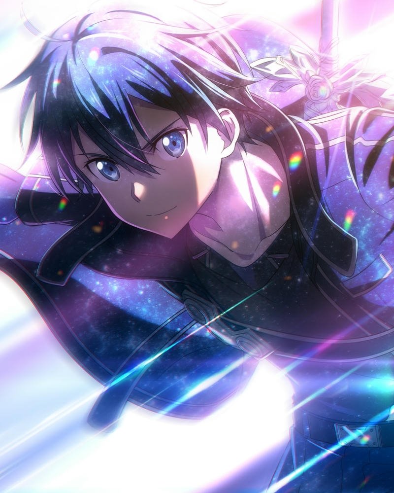 Ảnh anime kirito ánh mắt sắc bén quyết tâm chiến thắng kẻ thù