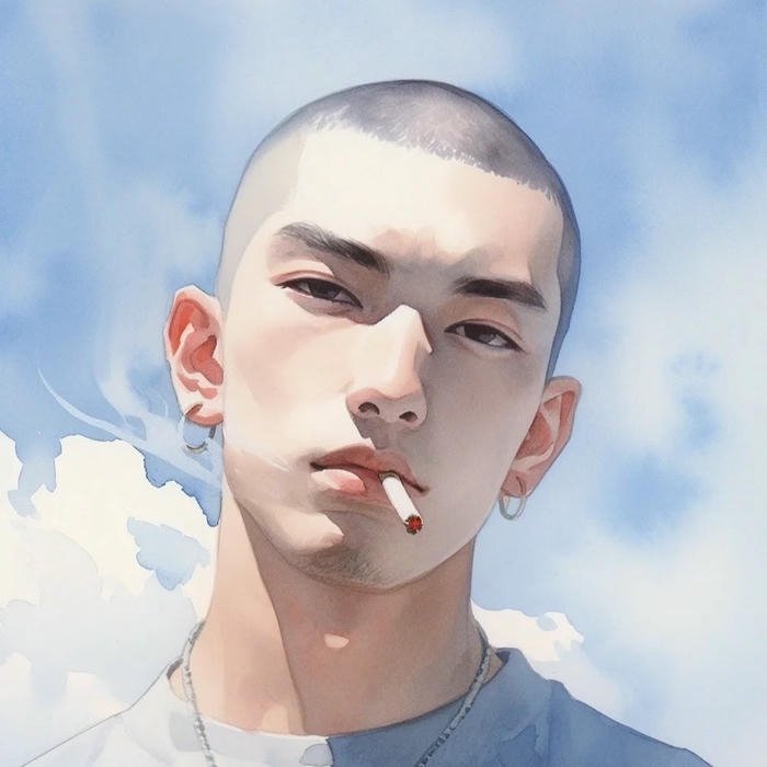 Ảnh avatar Tiktok chất nam đầu trọc đeo khuyên tai