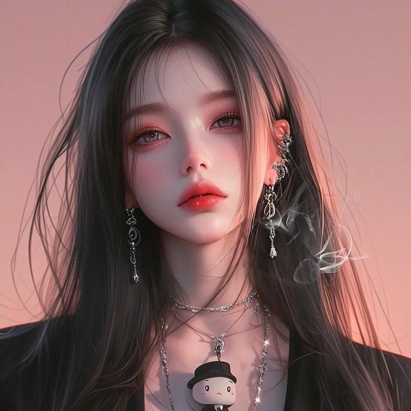 Ảnh avatar anime nữ ngầu lạnh lùng tóc hai màu đỏ đen độc đáo
