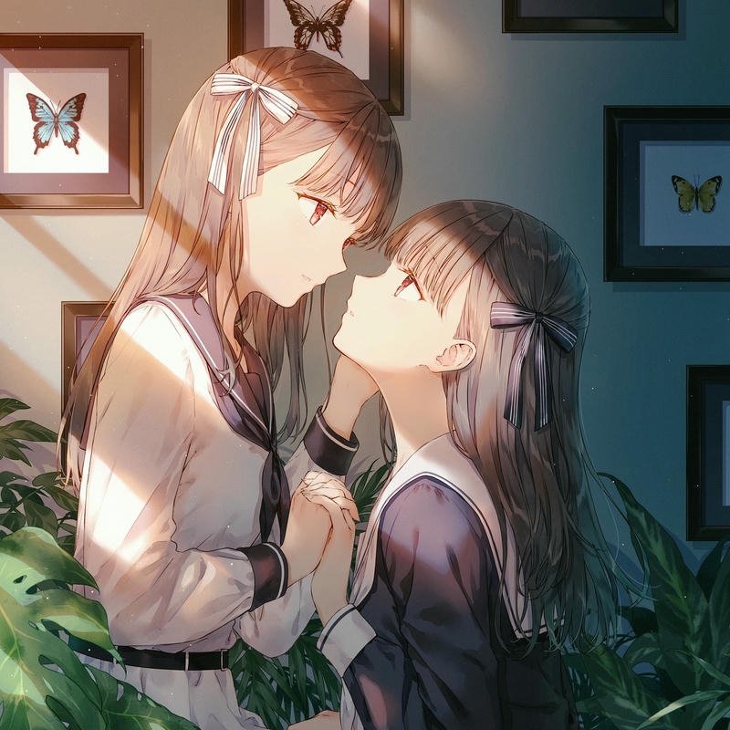 Ảnh avatar cute nữ hai cô gái dưới nắng hoàng hôn