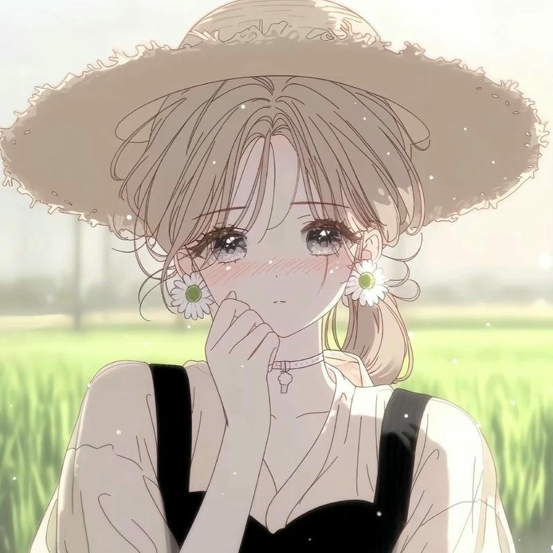 Ảnh avatar gái xinh đội mũ rơm đứng giữa đồng