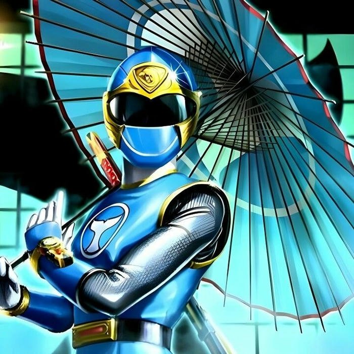 Ảnh avatar siêu nhân xanh cầm dù phong cách cổ trang