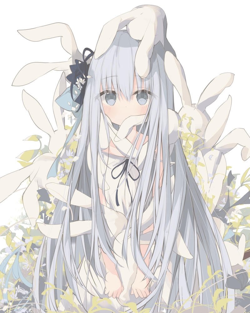 Ảnh thỏ anime cài nơ đỏ trên tai thỏ rất đáng yêu