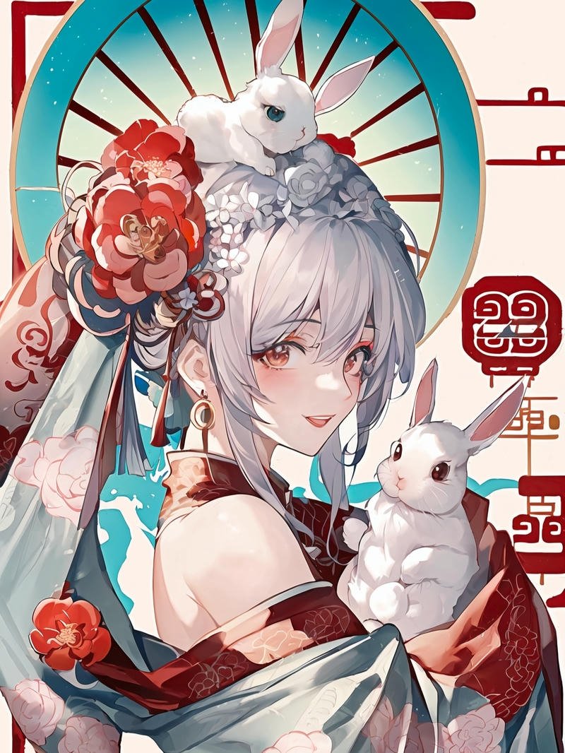 Ảnh thỏ anime đang nhảy múa vui vẻ năng động tự tin