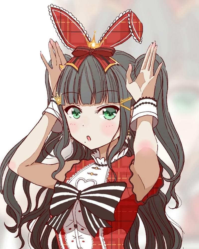 Ảnh thỏ anime mặc áo len rộng tay dài che bàn tay