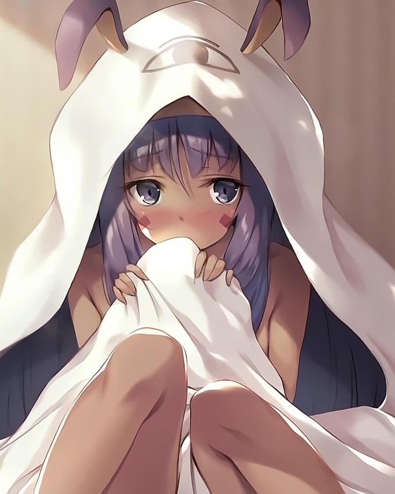 Ảnh thỏ anime mặc váy xòe hồng phấn nhạt rất xinh