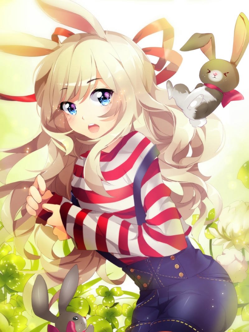 Ảnh thỏ anime ngồi bó gối nhìn xa xăm đầy tâm trạng