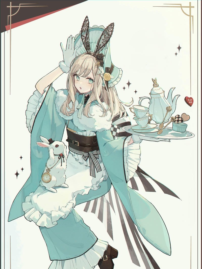Ảnh thỏ anime quay lưng lại nhìn qua vai quyến rũ