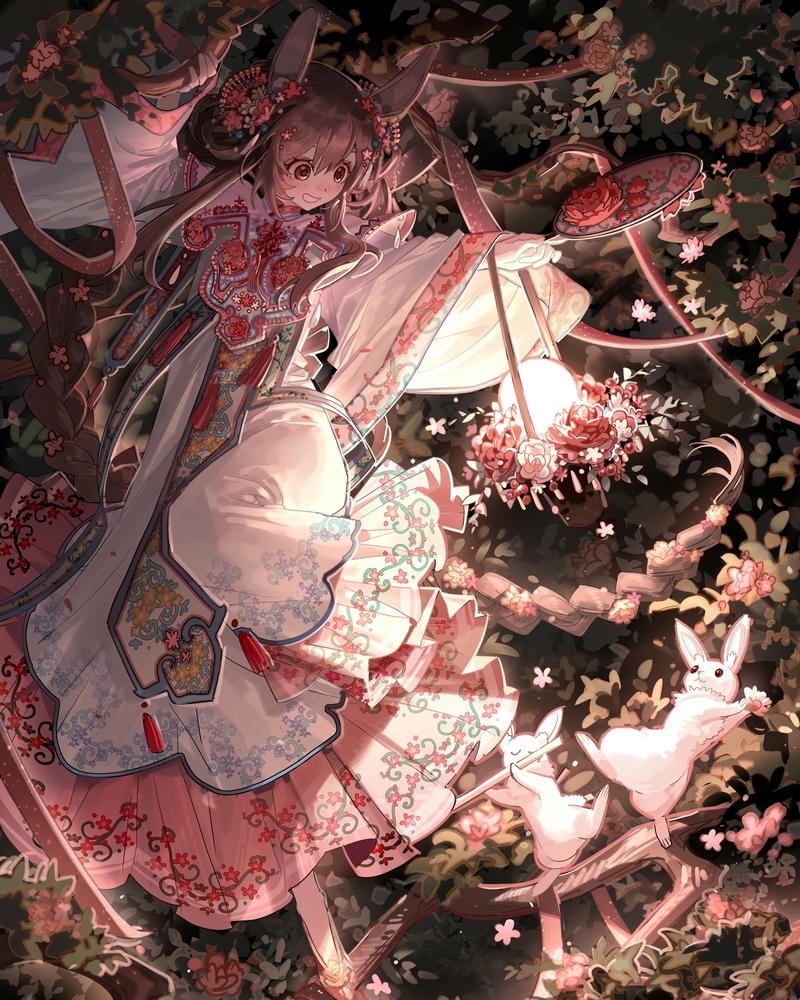 Ảnh thỏ anime tai trắng cụp xuống vẻ mặt buồn bã